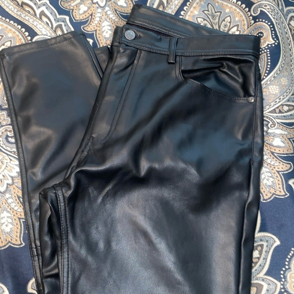 Black leather jeans from Zara